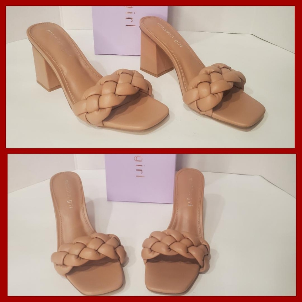 🆕️Madden Girl Gracy Braided Block Heel Slide Sandals Size 7.5